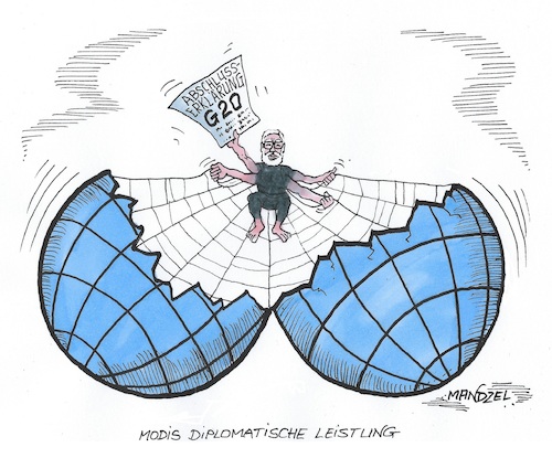 Cartoon: G-20 (medium) by mandzel tagged modi,indien,g20,diplomatie,industrienationen,schwellenländer,modi,indien,g20,diplomatie,industrienationen,schwellenländer