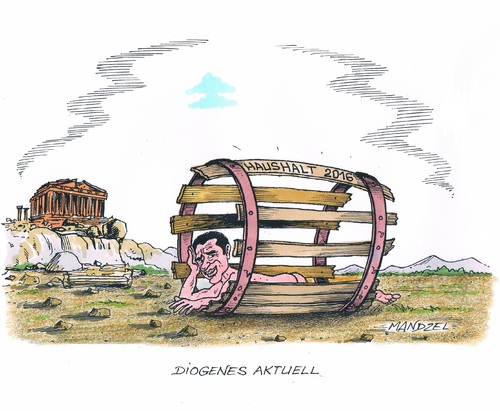 Cartoon: Griechenlands Sparhaushalt 2016 (medium) by mandzel tagged diogenes,sparvorgaben,haushalt,eu,griechenland,griechenland,eu,haushalt,sparvorgaben,diogenes