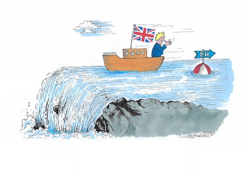 Cartoon: Gute Fahrt! (medium) by mandzel tagged brexit,johnson,verhandlungen,diplomatie,großbritannien,eu,brexit,johnson,verhandlungen,diplomatie,großbritannien,eu