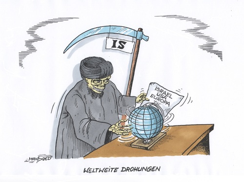 Cartoon: IS-Drohungen (medium) by mandzel tagged is,terror,israel,usa,europa,angstverbreitung,drohungen,tod,anschläge,is,terror,israel,usa,europa,angstverbreitung,drohungen,tod,anschläge