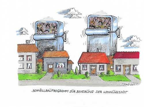 Cartoon: Lösungsvorschlag zur Wohnungsnot (medium) by mandzel tagged wohnungsmangel,deutschland,mieter,horrormieten,wohnungsmangel,deutschland,mieter,horrormieten