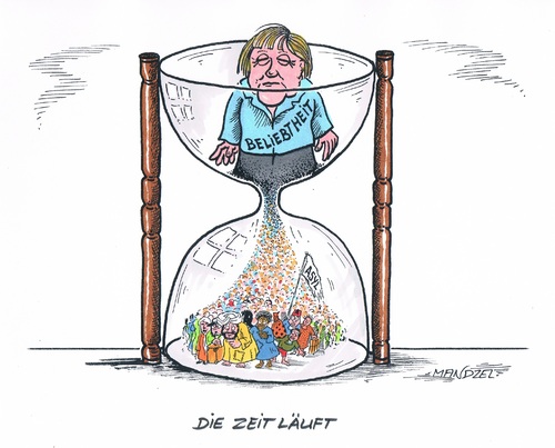 Cartoon: Merkel verliert Zustimmung (medium) by mandzel tagged flüchtlinge,merkel,eu,asyl,verantwortung,planlosigkeit,beliebtheitspunkte,flüchtlinge,merkel,eu,asyl,verantwortung,planlosigkeit,beliebtheitspunkte