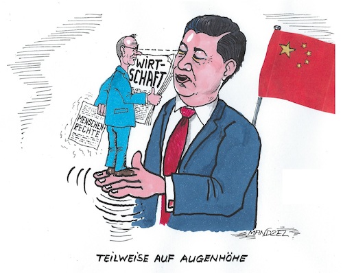Cartoon: Merz in China (medium) by mandzel tagged deutschland,china,merz,xi,wirtschaft,menschenrechte,deutschland,china,merz,xi,wirtschaft,menschenrechte