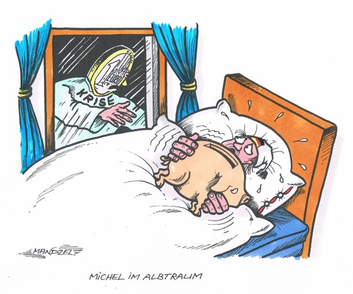 Cartoon: Michel im Albtraum (medium) by mandzel tagged euro,krise,michel,angst,albtraum,euro,krise,michel,angst,albtraum