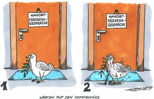 Cartoon: Nahost-Verhandlungen (medium) by mandzel tagged nahost,taube,friedensgespräche,geduldsamkeit,nahost,taube,friedensgespräche,geduldsamkeit