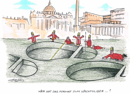 Cartoon: Papst-Nachfolger gesucht (medium) by mandzel tagged papst,fußabdrücke,kardinäle,größenvergleiche,papst,fußabdrücke,kardinäle,größenvergleiche