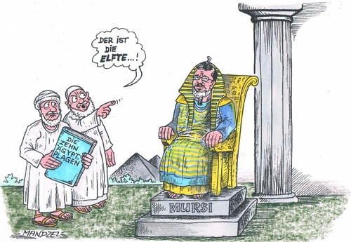 Cartoon: Pharao Mursi in der Kritik (medium) by mandzel tagged ägypten,mursi,plage,pharao,ägypten,mursi,plage,pharao
