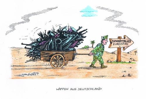 Cartoon: Schrottwaffen (medium) by mandzel tagged bundeswehr,kurden,is,krieg,schrottwaffen,schrottwaffen,krieg,is,kurden,bundeswehr