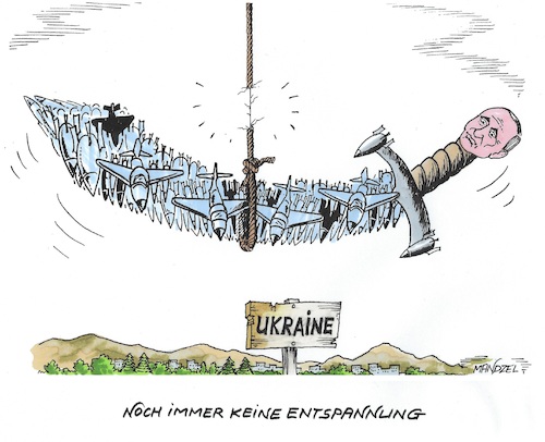Cartoon: Schwebezustand (medium) by mandzel tagged russland,putin,nato,osterweiterung,ukraine,angst,krieg,europa,russland,putin,nato,osterweiterung,ukraine,angst,krieg,europa