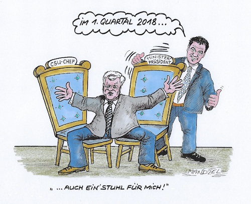 Cartoon: Söder bald Ministerpräsident! (medium) by mandzel tagged csu,seehofer,söder,ministerpräsident,bayern,csu,seehofer,söder,ministerpräsident,bayern