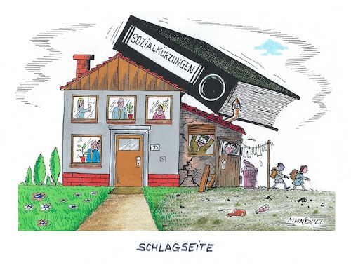 Cartoon: Soziale Schieflage (medium) by mandzel tagged deutschland,wirtschaftsrat,sozialkürzungen,deutschland,wirtschaftsrat,sozialkürzungen