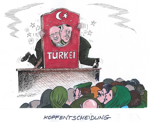 Cartoon: Stichwahl in der Türkei (medium) by mandzel tagged türkei,wahl,präsident,richtungsentscheidung,türkei,wahl,präsident,richtungsentscheidung