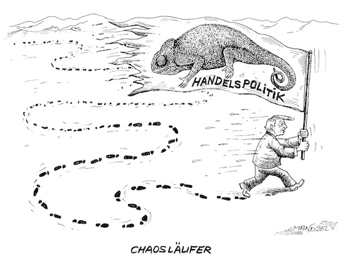 Cartoon: Trumps Chamäleonspolitik (medium) by mandzel tagged usa,eu,trump,handelspolitik,zölle,chaos,usa,eu,trump,handelspolitik,zölle,chaos
