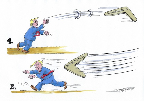 Cartoon: Trumps großer Wurf (medium) by mandzel tagged trump,usa,eu,strafzölle,handel,trump,usa,eu,strafzölle,handel