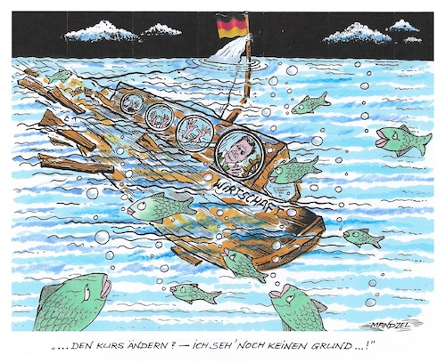 Cartoon: Untergang der Wirtschaft (medium) by mandzel tagged deutschland,wirtschaft,abwärtskurs,habeck,untergang,deutschland,wirtschaft,abwärtskurs,habeck,untergang