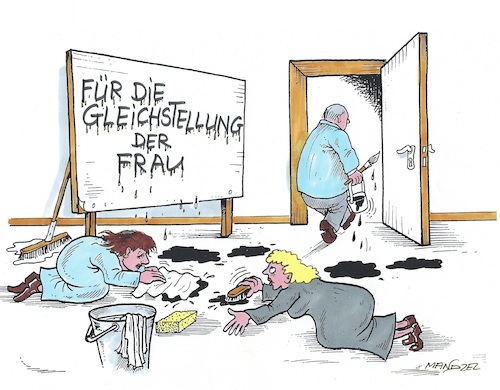 Cartoon: Weltfrauentag (medium) by mandzel tagged frauen,gleichstellung,unterdrückung,benachteiligung,anerkennungsmangel,frauen,gleichstellung,unterdrückung,benachteiligung,anerkennungsmangel