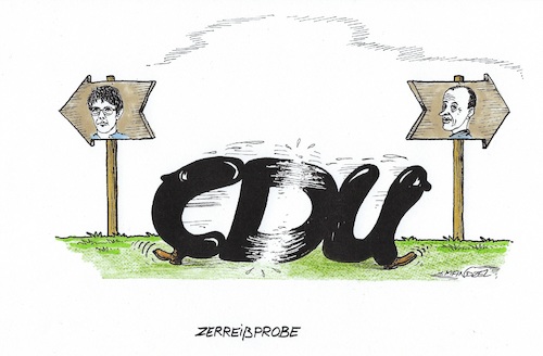 Cartoon: Wer wird CDU-Chef? (medium) by mandzel tagged karrenberger,merz,cdu,parteichef,zerrissenheit,deutschland,karrenberger,merz,cdu,parteichef,zerrissenheit,deutschland