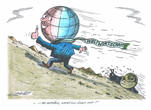Cartoon: Wirtschaft im Auftrieb (medium) by mandzel tagged weltwirtschaft,auftrieb,schnecke,tempo,weltwirtschaft,auftrieb,schnecke,tempo