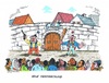 Cartoon: Clowns -- abschreckend! (small) by mandzel tagged eu,abschottung,flüchtlinge,immigration,clowns,abwehr