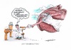 Cartoon: Die Erschaffung (small) by mandzel tagged stammzellen,gott,wissenschaftler,kettenreaktion