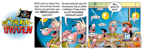 Cartoon: Die Thekenpiraten 108 (medium) by stefanbayer tagged thekenpiraten,langweiler,spießer,klugscheißen,schnarch,einschlafen,theke,piraten,thekengespräch,bier,wein,alkohol,bay,stefanbayer