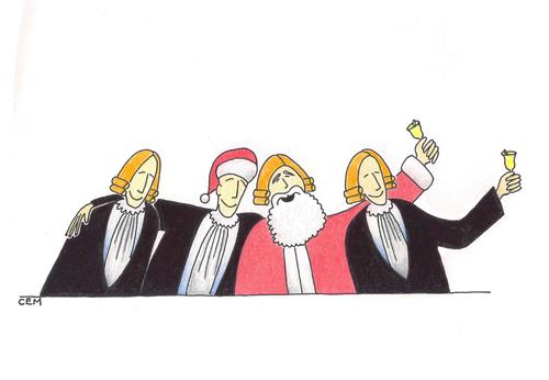 Cartoon: Santa Claus in Court (medium) by cemkoc tagged hukuk,tribunal,justice,law,judge,court,year,new,claus,santa,karikatürleri,cartoons