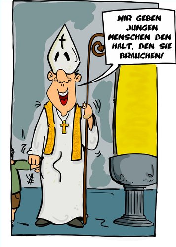 Cartoon: Halt bieten (medium) by Grayman tagged kirche,halt,junge,menschen,katholisch