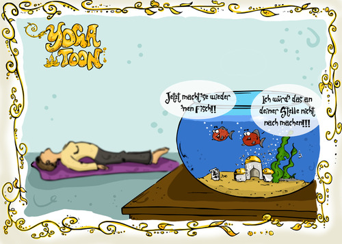 Cartoon: Yogaübung der Fisch (medium) by Grayman tagged yoga,fisch,omtogo,yogaübung,yogatoons,fische,tanja,graumann,mit,dem,bauch,nach,oben,nicht,für,geeignet