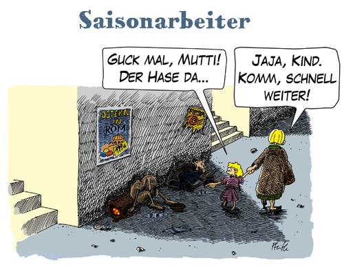 Cartoon: Saisonarbeiter (medium) by Andreas Pfeifle tagged saison,saisonarbeiter,ostern,osterhase,arbeitslos