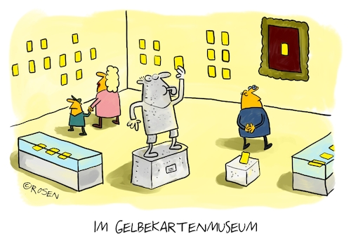 Cartoon: Gelbekartenmuseum (medium) by Holga Rosen tagged museum,fußball,schiedsrichter,gelbe,karten,museum,fußball,schiedsrichter,gelbe,karten