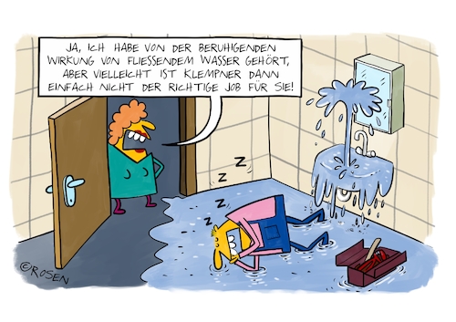 Cartoon: Klempner (medium) by Holga Rosen tagged klempner,beruf,wasser,meditation,klempner,beruf,wasser,meditation