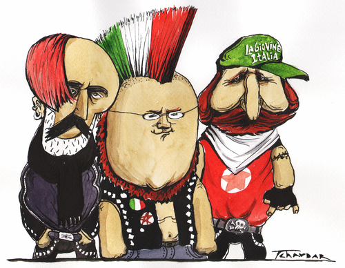 Cartoon: Mazzini de Cavour Garibaldi (medium) by Tchavdar tagged mazzini,de,cavour,garibaldi,italy