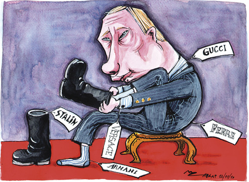 Cartoon: Putin (medium) by Tchavdar tagged putin,russia,stalin,armani,gucci,versace,ferre,tchavdar