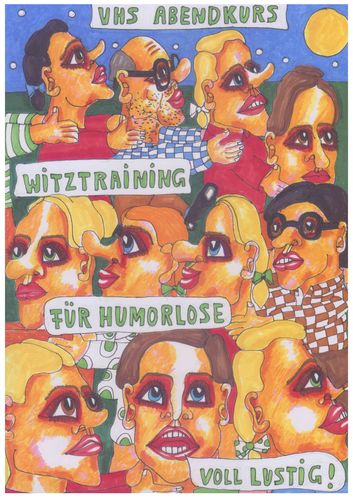 Cartoon: Volkshochschule (medium) by FMWalter tagged humor,witz,volkshochschule,vhs,gesichter,spießer,trottel,mitläufer,tanz,pollonaise,kreativität,imagination