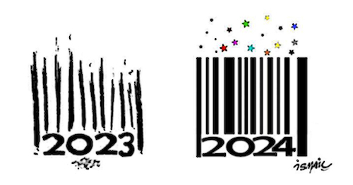 Cartoon: Barkod (medium) by ismail dogan tagged 2024,new,year