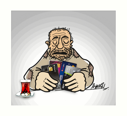 Cartoon: card player (medium) by ismail dogan tagged credi,card