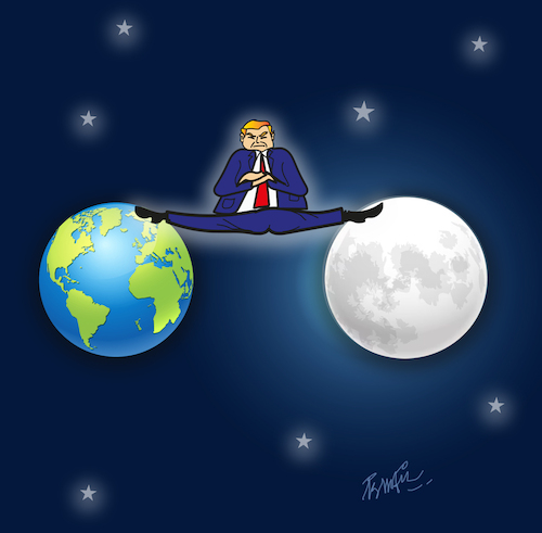 Cartoon: Fly Me to the Moon (medium) by ismail dogan tagged trump