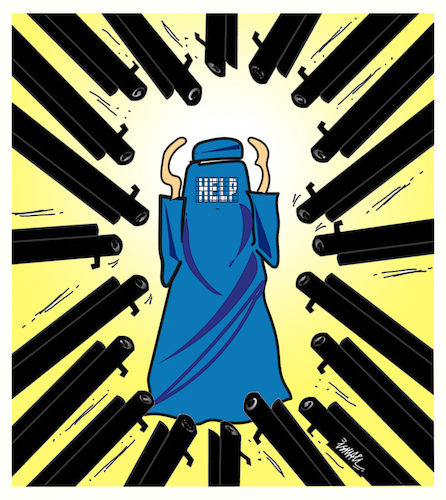 Cartoon: HELP (medium) by ismail dogan tagged afghan,women