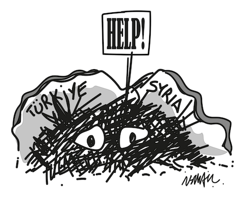 Cartoon: Help! (medium) by ismail dogan tagged earthquake