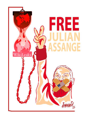 Cartoon: Julian Assange (medium) by ismail dogan tagged wikileaks
