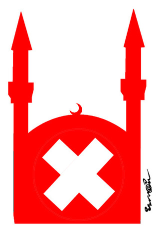 Cartoon: MINARETS  IN  SWITZERLAND (medium) by ismail dogan tagged minarets,in,switzerland