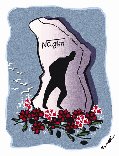 Cartoon: NAZIM HIKMET 108 YEARS !.. (medium) by ismail dogan tagged poete,nazim,hikmet,108,ans