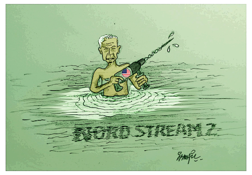 Cartoon: Nord Stream 2 (medium) by ismail dogan tagged gas,pipeline