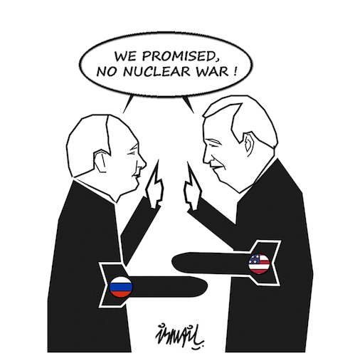 Cartoon: summit Biden Poutine (medium) by ismail dogan tagged biden,poutine