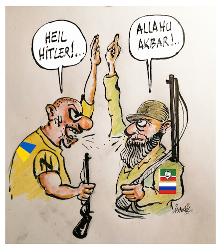 Cartoon: to each his own belief (medium) by ismail dogan tagged ukraine