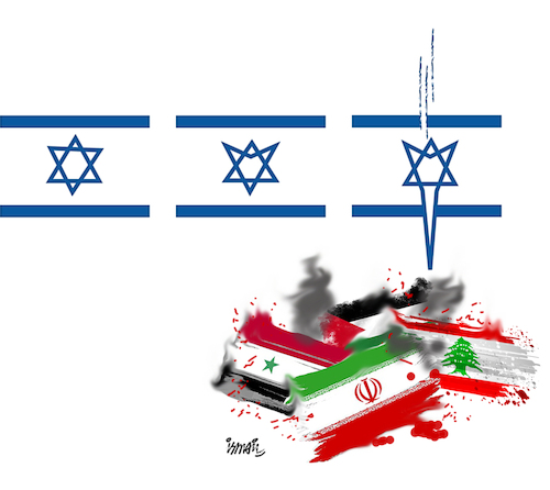 Cartoon: Warlike state (medium) by ismail dogan tagged israel
