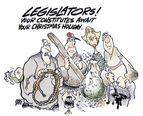 Cartoon: grim greetings (medium) by barbeefish tagged legislators