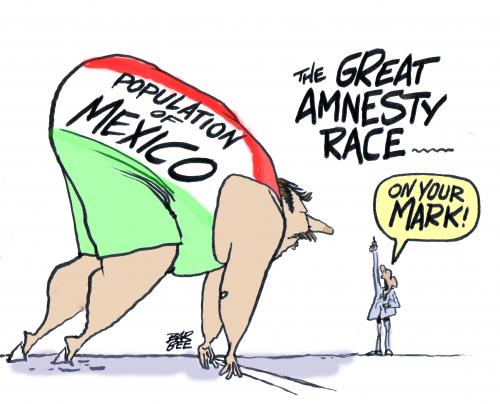 Cartoon: immigration bill (medium) by barbeefish tagged obama