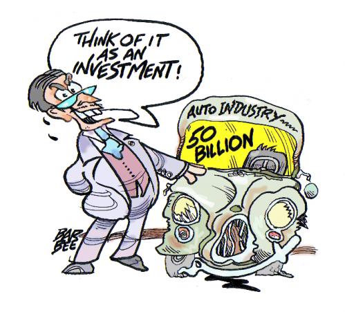 Cartoon: INVESTMATE (medium) by barbeefish tagged auto,bailout