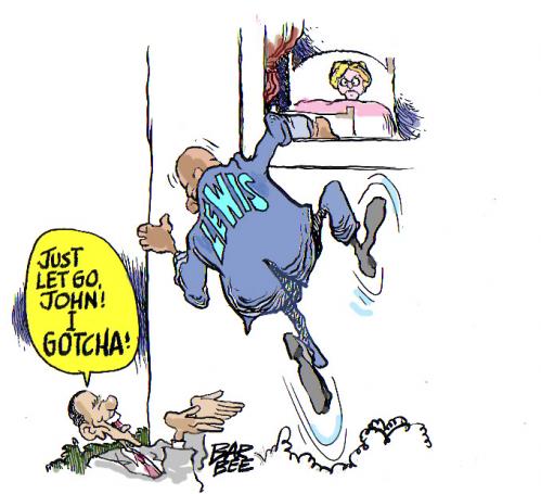 Cartoon: lewis jumps ship (medium) by barbeefish tagged polytiks,